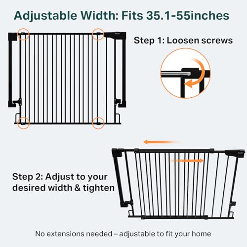 35.1 55" No Bottom Bar Baby Gate for Stairs