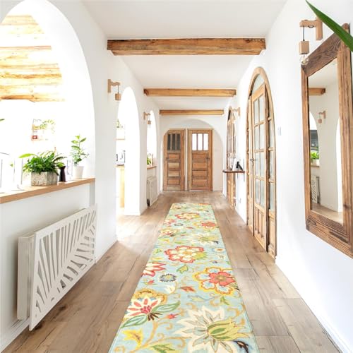Floral Extra Long Runner Rugs for Hallways