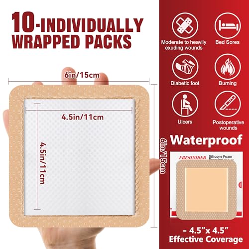 Large Sacrum Silicone Foam Dressing 6" x 6" (10 Count)