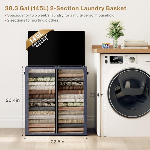 Large Double Laundry Hamper with Lid