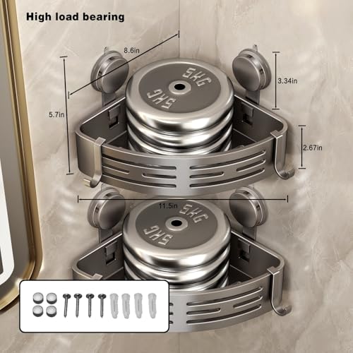 Shower Caddy Corner Suction Cup Shelf Corner No Drilling Bathroom Shower Organizer Storage Rack Adhesive