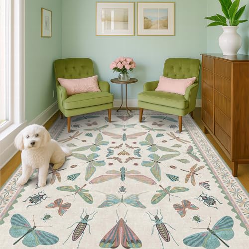 5x7 Pink and Green Nursery Rug (35 Sq Ft)