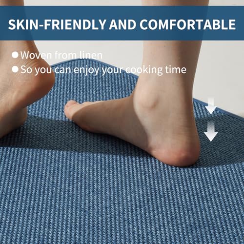 Long Kitchen Runner Rugs Kitchen Mat Non Slip Washable Blue 17"x71"