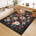 4x6 Area Rug Floral Washable Office Rug Non Slip Chair Mat (24 Sq Ft)