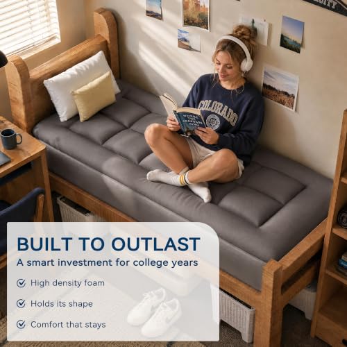 Dual Layer 5 Inch Memory Foam Mattress Topper Twin XL Size for Dorm Room