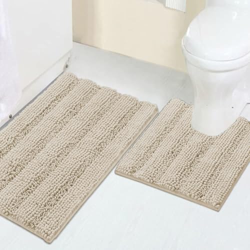 2 Piece Bathroom Rug Set with Toilet Mat (7.22 Sq Ft)