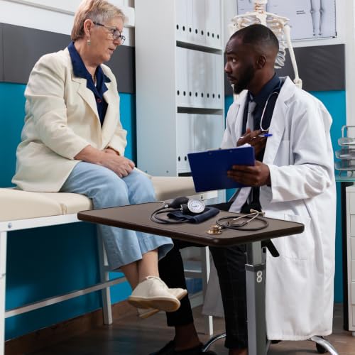 Medical Adjustable Overbed Bedside Table with Wheels