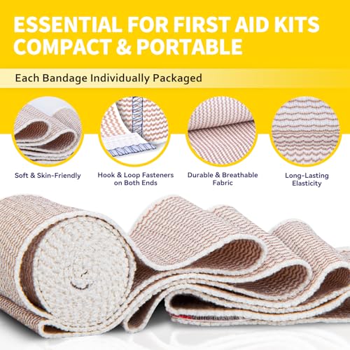 Premium Elastic Bandage Wrap 4" 12 Pack & 6" 4 Pack (16 Count)