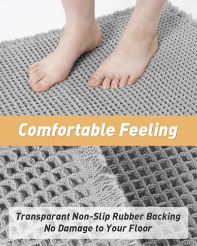 Upgraded Waffle Grey Bath Mat 2' x 4'