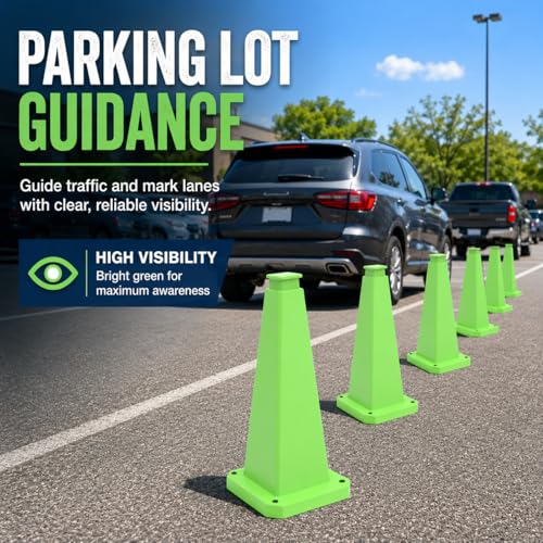 3 Pack 36" Bright Green Traffic Safety Cones with Weighted Base