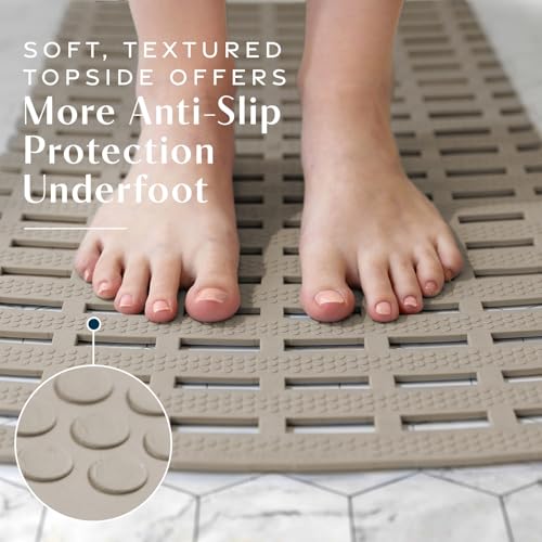 31"x15" Weighted Non Slip Bath Mat for Textured Tubs