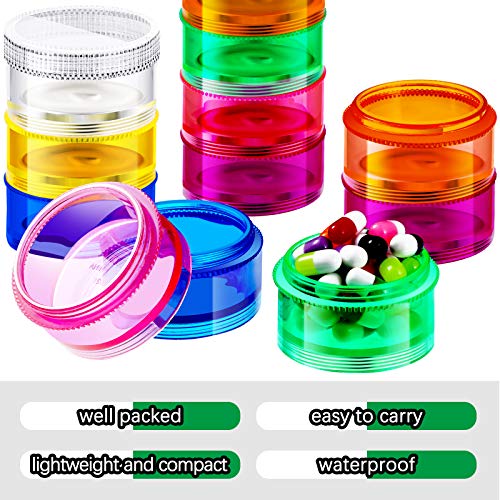 2 Pieces 7 Days Stackable Pill Organizer Round Weekly Containers