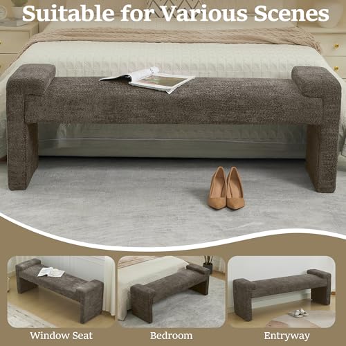 58.7" End of Bed Bench Upholstered Modern Bedroom Bench for Living Room & Entryway