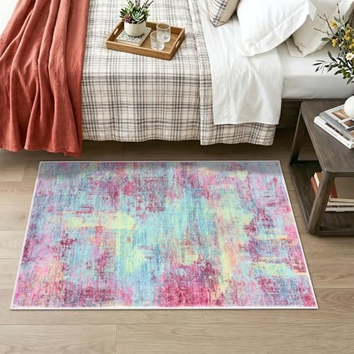 Abstract Area Rug 3x4 Ft Washable Rugs for Entryway Indoor (12 Sq Ft)