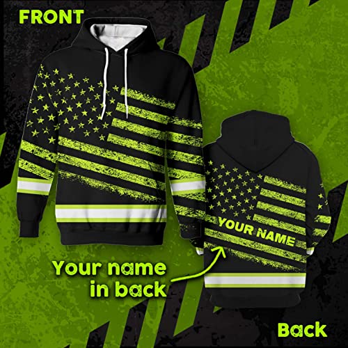 American US Flag High Visibility Hoody Reflective Pullover Hoodie Workwear Hoodie Hi