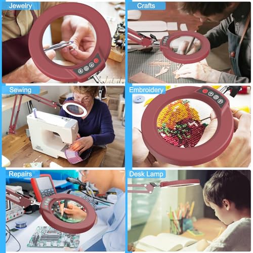 10X Magnifying Glass with Light and Clamp