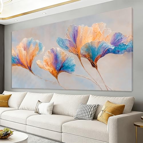 Leaves Canvas Wall Art Decor 24"X48" Abstract Colorful Wall Art For Bedroom