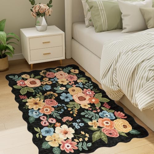 3x4 Rug Non Slip Floral Washable Area Rug for Entryway (12 Sq Ft)