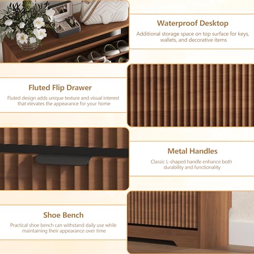 Shoe Cabinet Storage for Entryway with 6 Flip Drawers