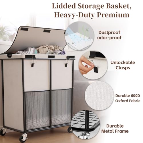 Laundry Hamper with Wheels and Lid