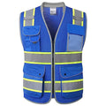 Hi Vis Safety Vest for Men Women Cushioned Collar JK101 Blue L
