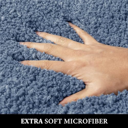 Dusty Blue Bathroom Rugs Soft Microfiber Bath Mat 20x30 Inch - Bel Marant