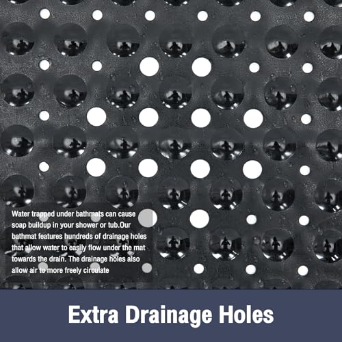 Extra Long Bathtub Mat Non Slip Bath Mat Black 40"x16" Full Size