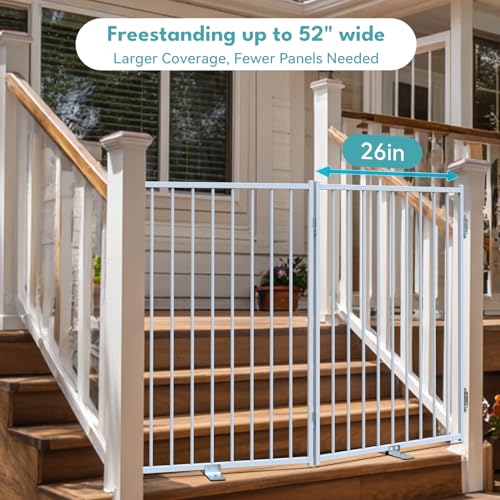 Freestanding Dog Gate with Door for Indoor & Outdoor
