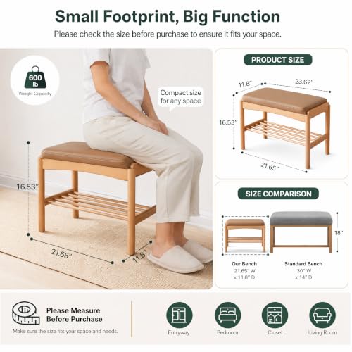 Oak Wood Shoe Bench