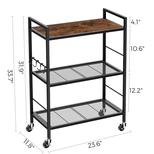 3 Tier Metal Storage Rack with Industrial Wheels