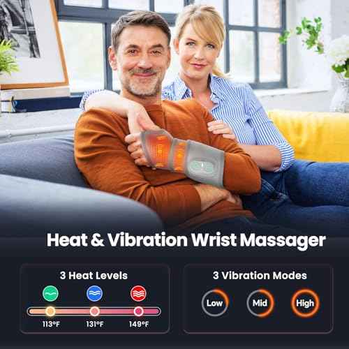 Wrist Heating Pad Brace Wrap Red Light Massage Carpal Tunnel