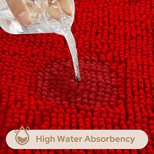 Red Chenille Bathroom Rugs Set of 3 (3 Count)