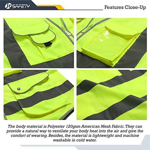 Safety Vest for Men Women Reflective Hi Vis JK159 Yellow 3XL