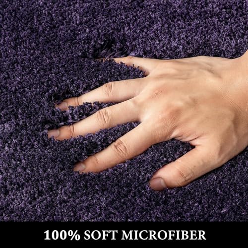Dark Purple Bathroom Runner Rugs Soft Microfiber Bath Mat 16x48 Inch