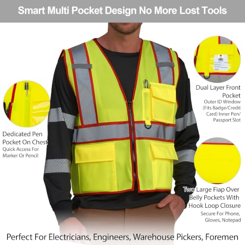 Red Reflective Safety Vest Custom Logo