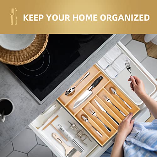 Silverware Organizer Bamboo Kitchen Drawer Organizer Utensil Organizer Silverware Holder Cutlery Organizer in drawer Flatware Organizer Tray