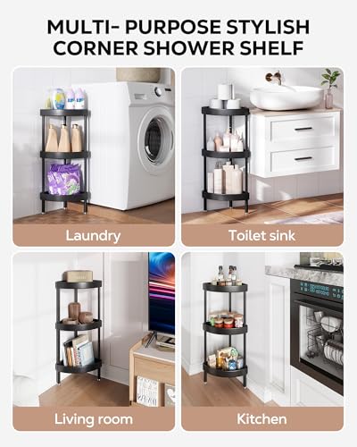 3 Tier Aluminum Corner Shower Caddy Standing Rustproof
