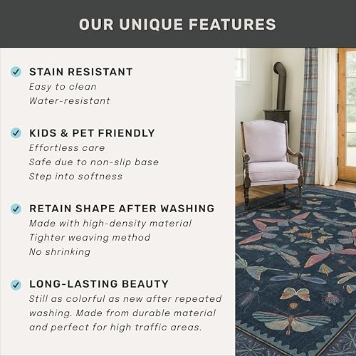 Dark Blue Vintage Hallway Runner Rug 3x12 (36 Sq Ft)