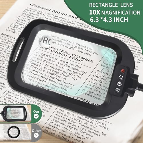 10X 30X Extra Large Magnifying Glass with Light and Stand