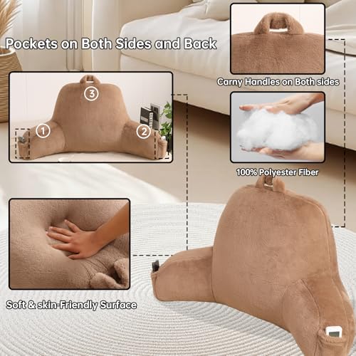 Soft Reading Pillow for Bed with Arms