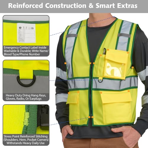 Neon Green Reflective Vest with Logo Printing