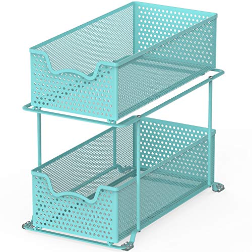 2 Tier Sliding Cabinet Basket Organizer Drawer