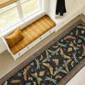 Vintage Insect 2x8 Black Entryway Runner Rug (16 Sq Ft)