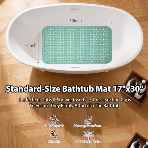 Non Slip Bathtub Mat Bath Shower Mat Mars Green 17"x30" Standard