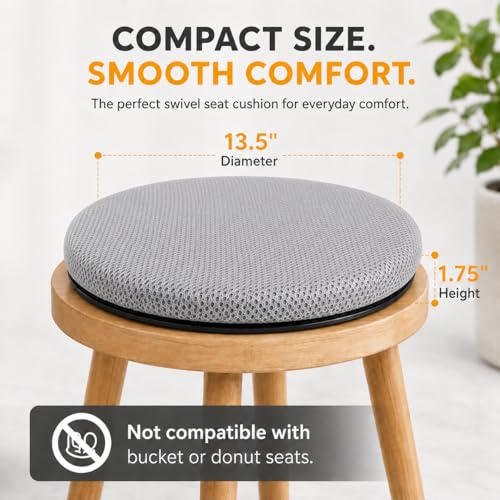 iGelComfort Deluxe Gel Swivel Seat Cushion with Supportive Memory Foam 360 Degrees Rotating Seat Cushion for Home