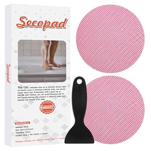 24PCS Round Non Slip Bathtub Stickers with Scraper