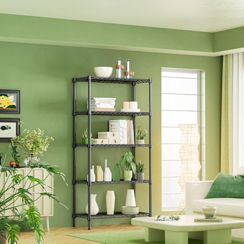 5 Tier Black Metal Storage Shelves