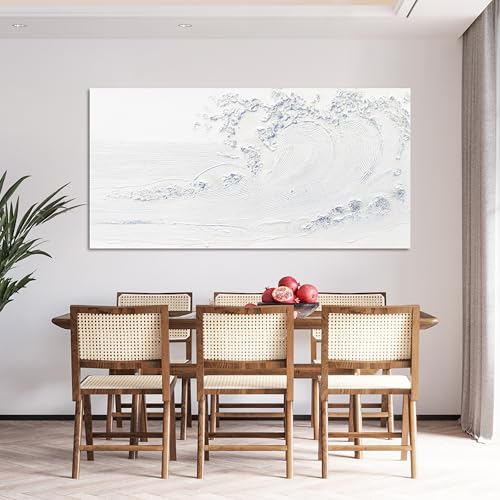 Landscape Coastal Wall Art Decor Large Canvas White Wave Wall Art 29" x 58"