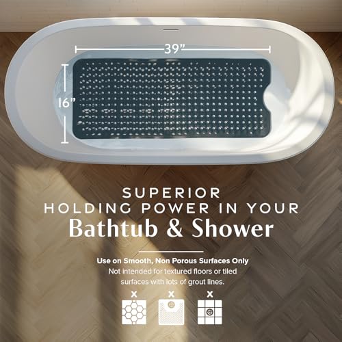 39"x16" Power Grip Non Slip Bathtub Shower Mat