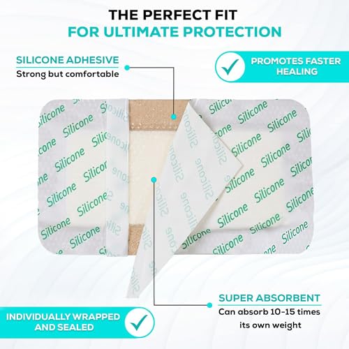Silicone Foam Adhesive Dressing with Border (5 Count)